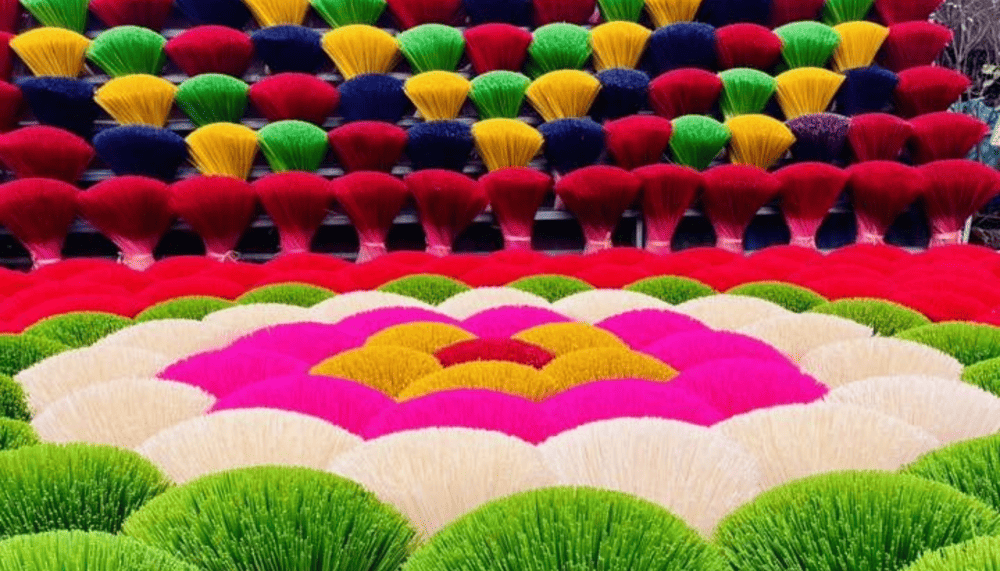 Những &ldquo;đ&oacute;a hoa&rdquo; rực rỡ sắc đỏ, hồng, v&agrave;ng trải d&agrave;i khắp s&acirc;n nh&agrave; (Nguồn: Fanpage L&agrave;ng Hương Quảng Ph&uacute; Cầu)